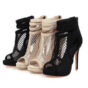 2021 new summer women's high heels Korean fashion sexy plus size banquet shoes fishnet fine heel sandals women