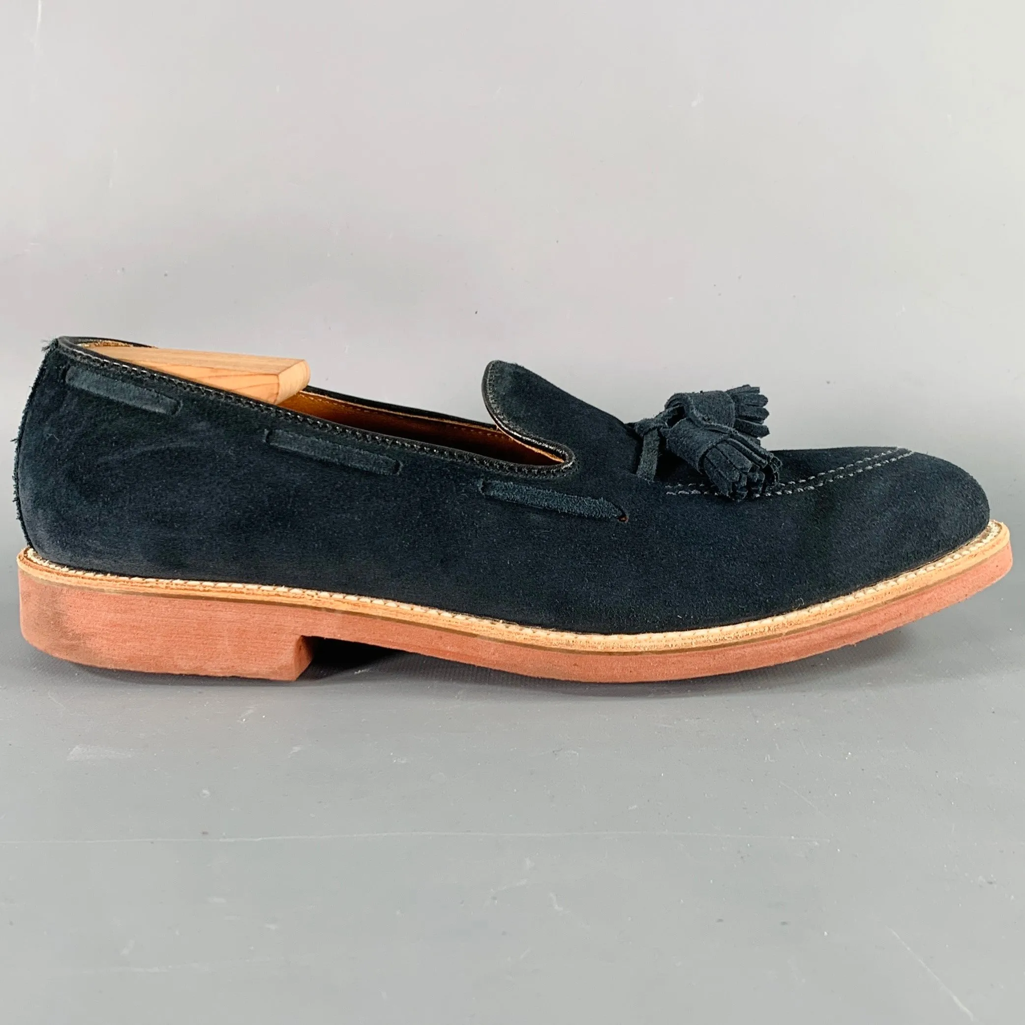ALDEN Size 11 Navy Suede Tassels Loafers