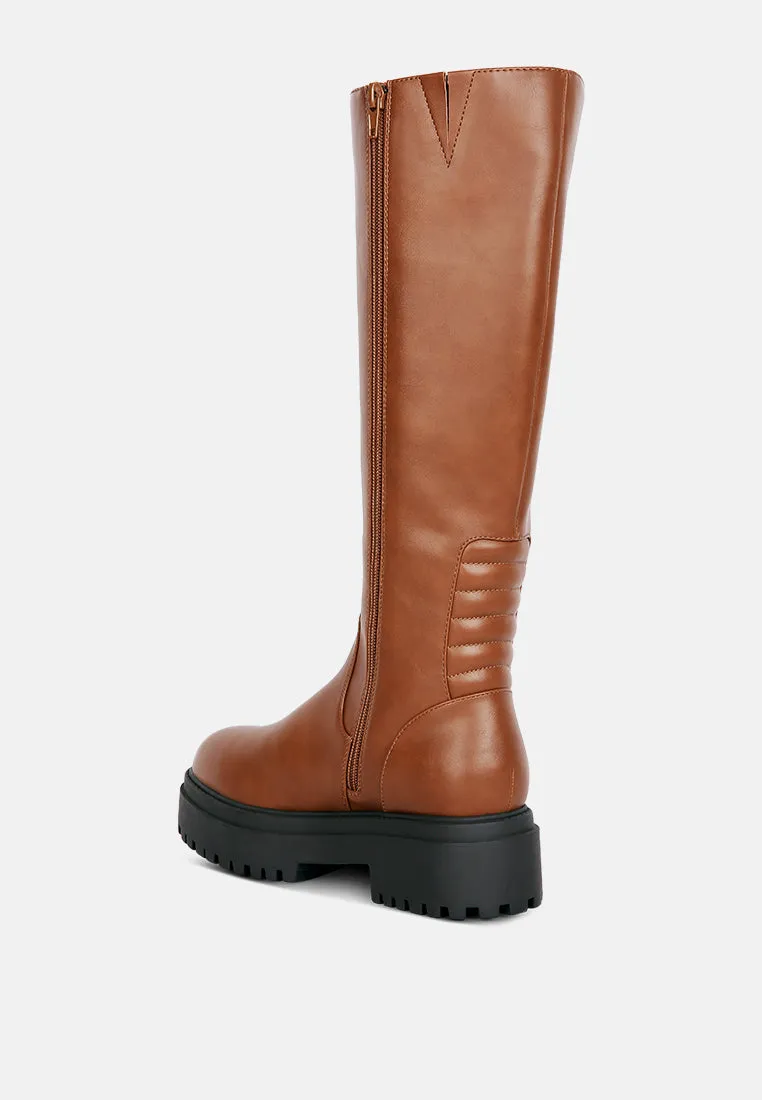 axle round toe platform knee high boots
