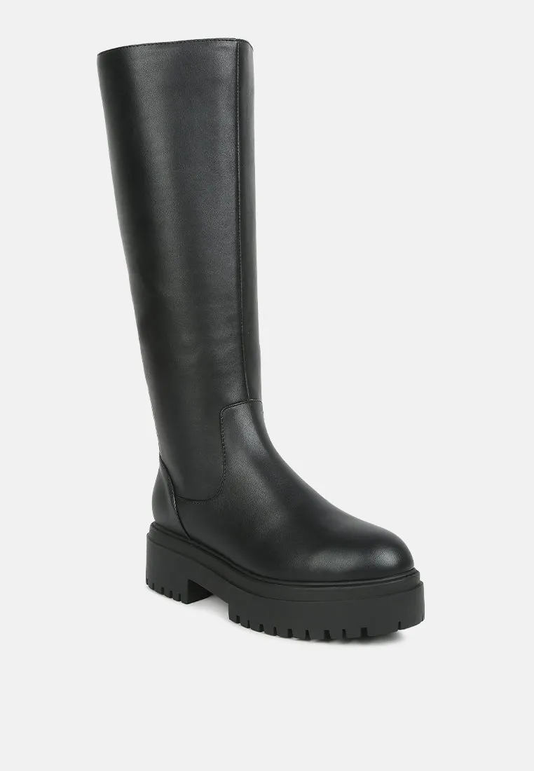 axle round toe platform knee high boots