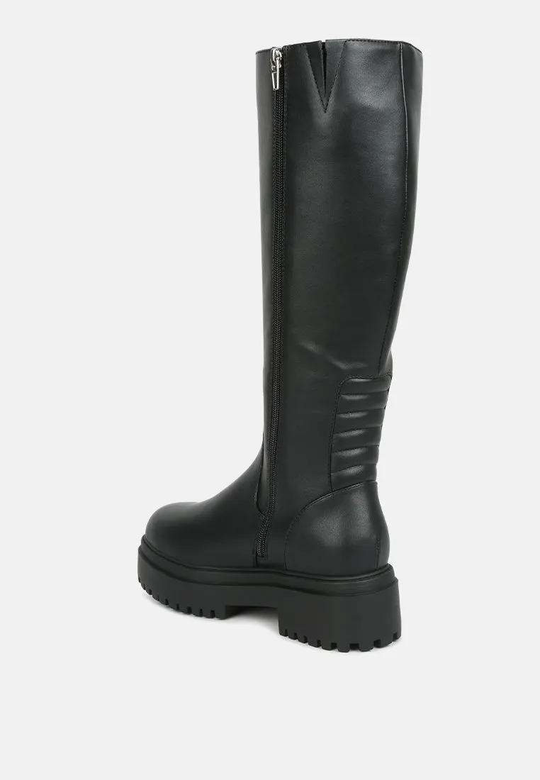 axle round toe platform knee high boots