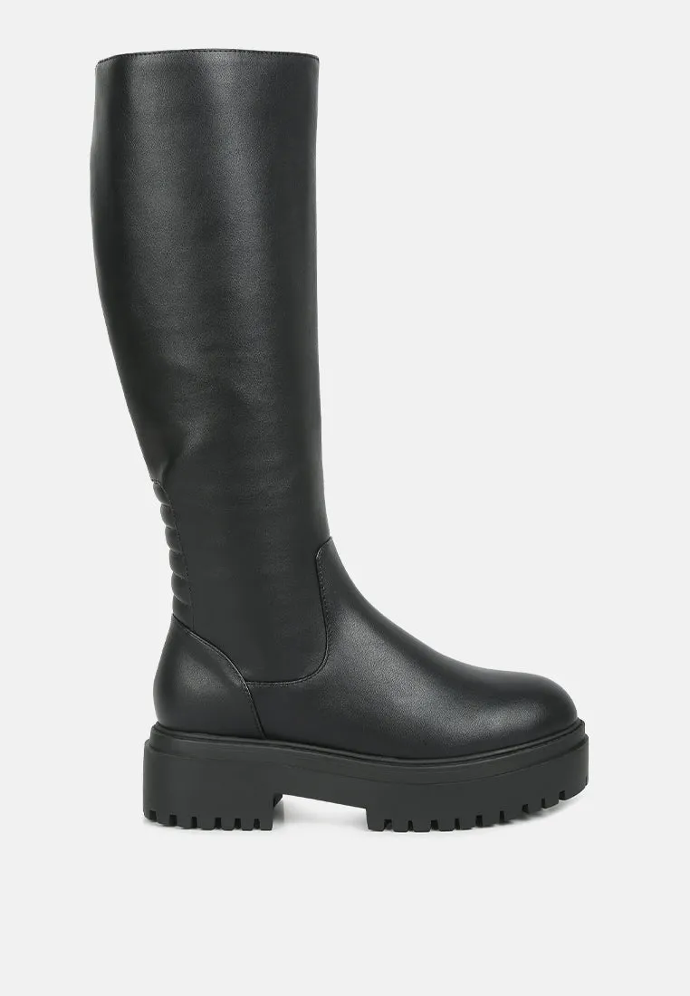 axle round toe platform knee high boots