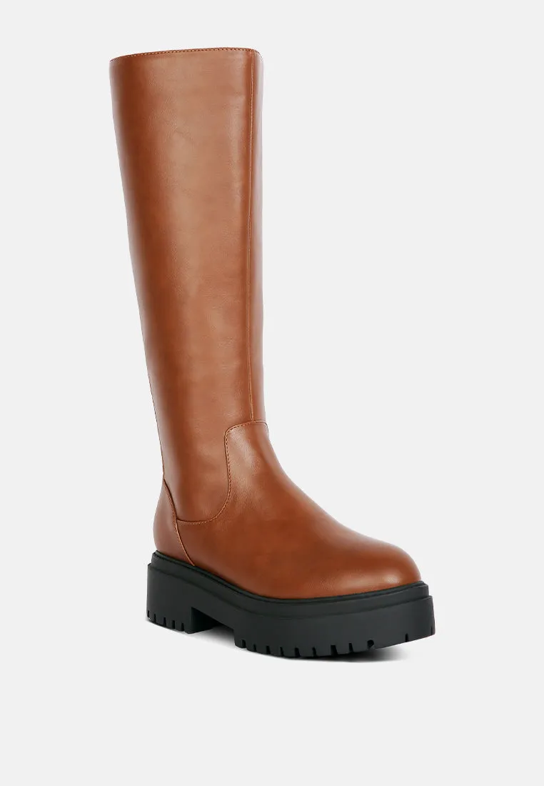 axle round toe platform knee high boots