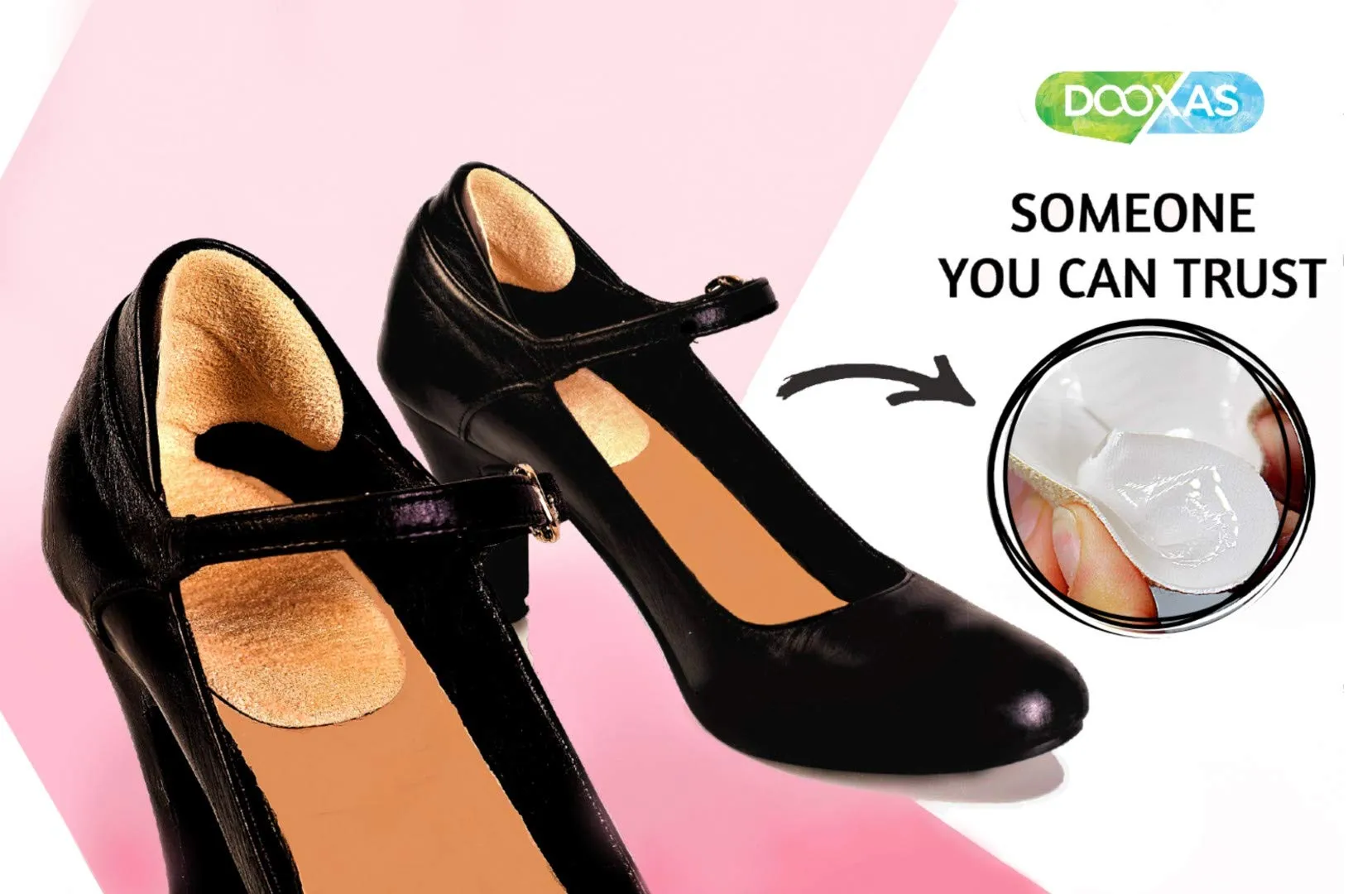Ball of Foot and Heel Cushions for High Heels Shoes Metatarsal Pads for Women 4-Pack – Soft Gel Shoe Inserts Relieve Foot Pain – an Innovative Insoles Shape Design Adhesive Comfort Set by Dooxas