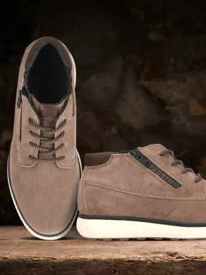bugatti Taupe Premium Leather Sneakers
