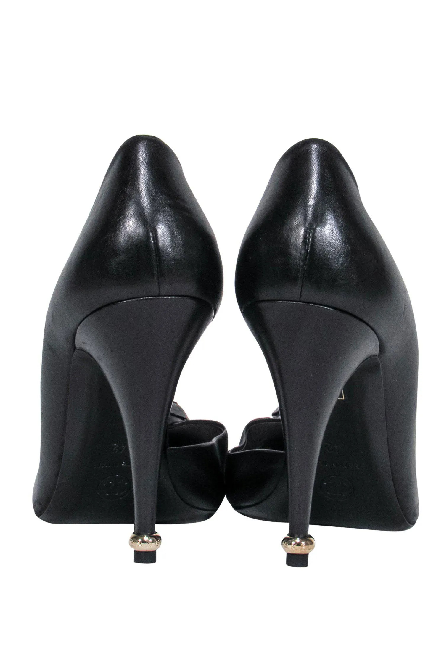 Chanel - Black Leather Pumps w/ Rosette Sz 12