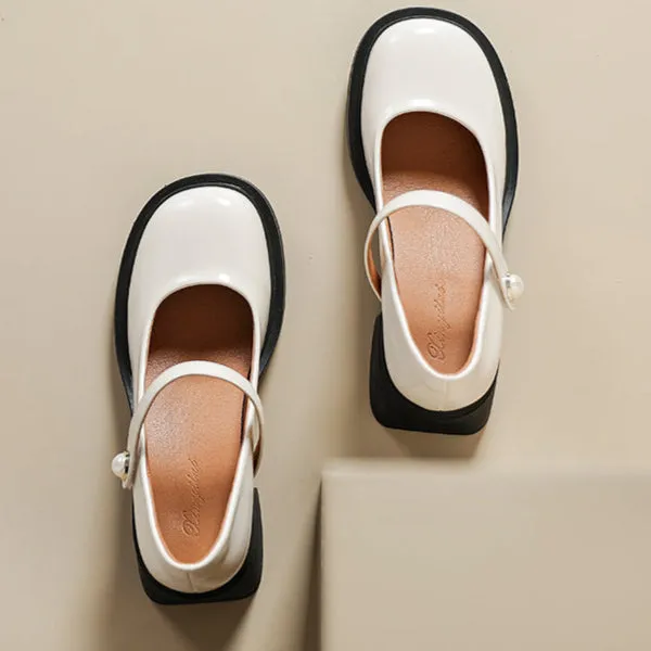 Chic French Style for Women Round-Toe Mary Janes Heels