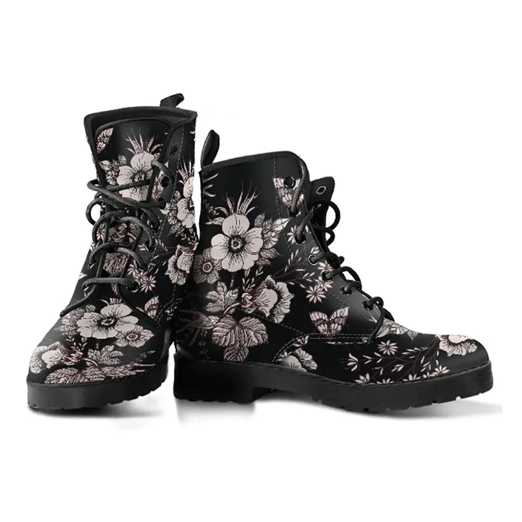 Combat Boots for Women - Flowers Handcrafted Boots