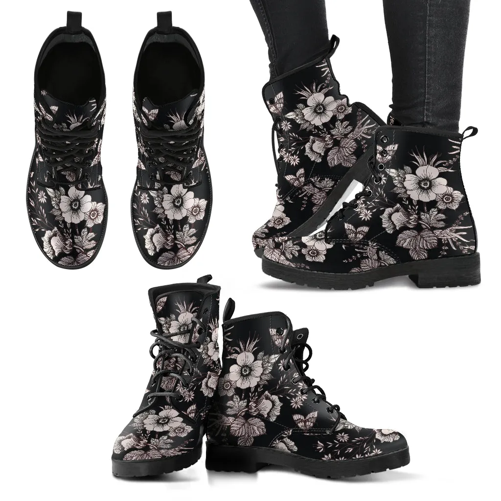 Combat Boots for Women - Flowers Handcrafted Boots