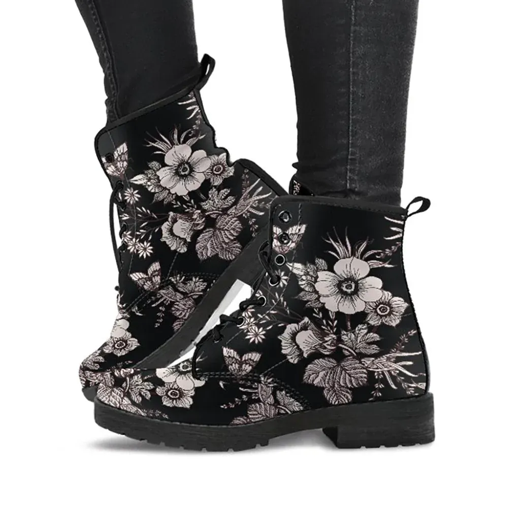 Combat Boots for Women - Flowers Handcrafted Boots