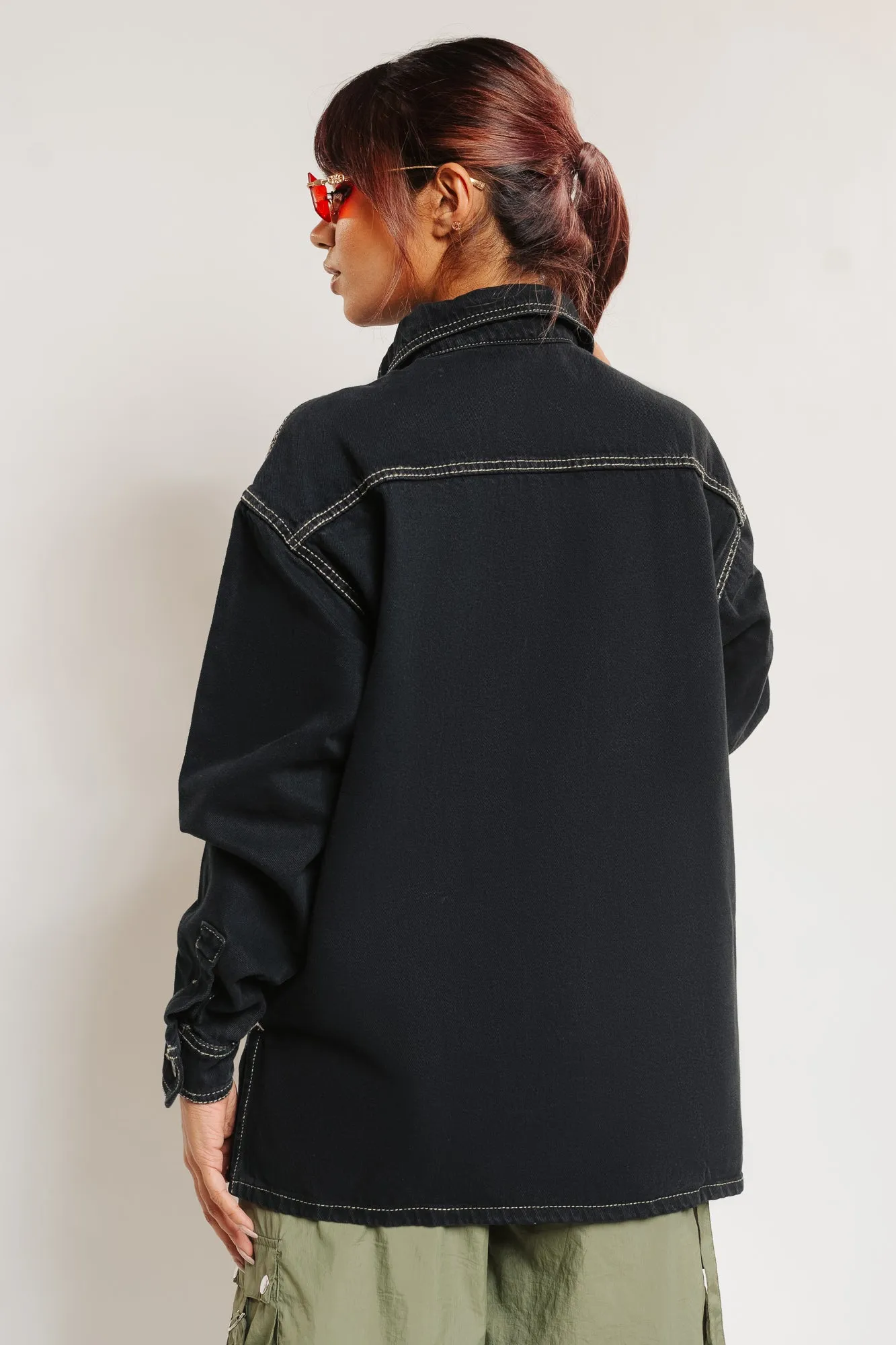 Contrast Oversized Black Jacket