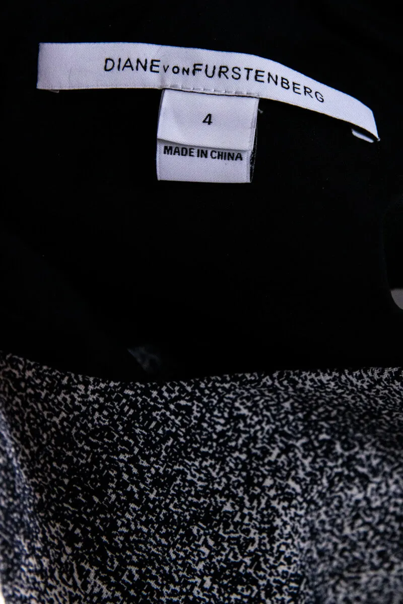Diane von Furstenberg Black and White Printed Eden Shift Dress Size XS | US 4