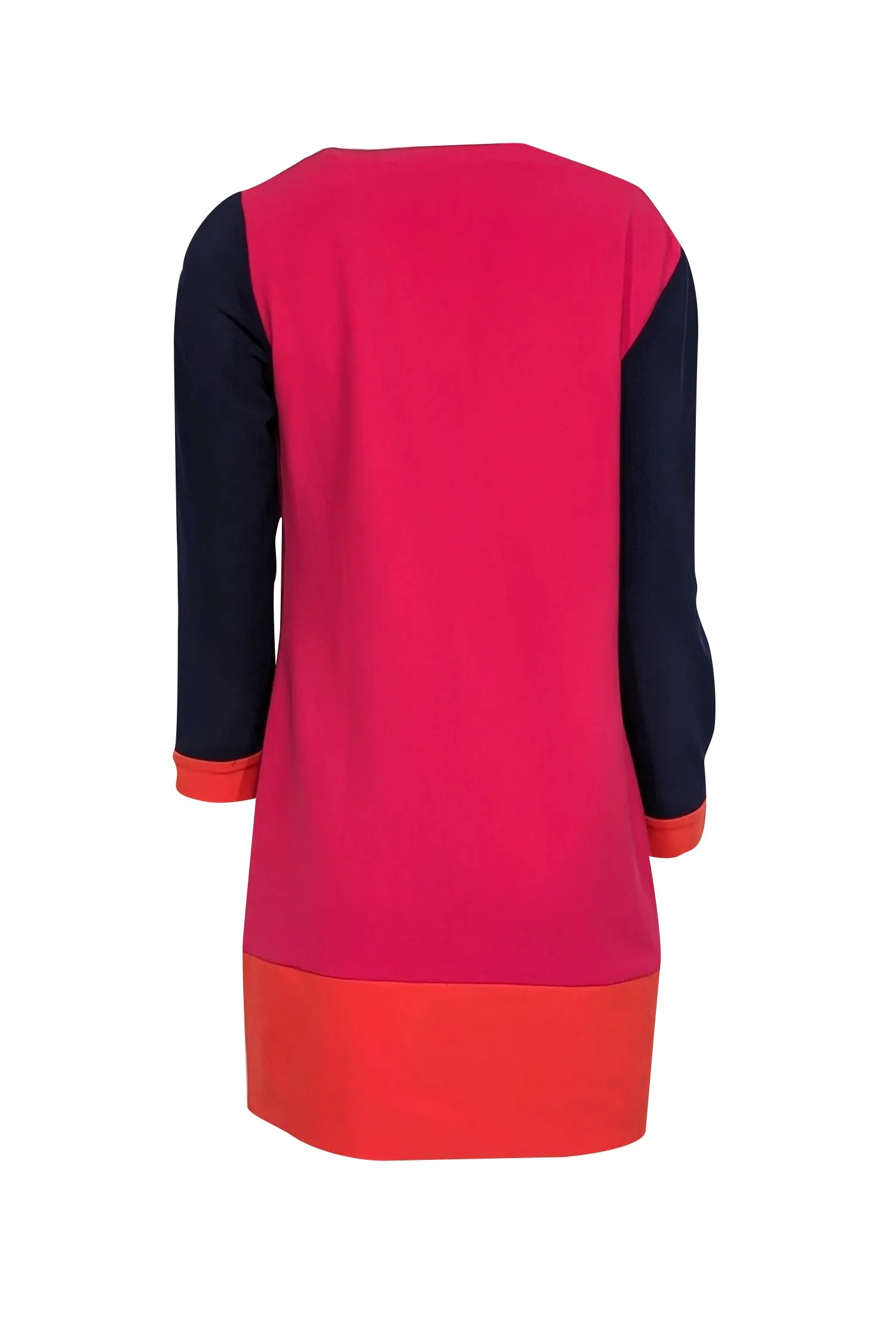Diane von Furstenberg - Pink, Orange, & Navy Crepe Colorblock Dress Sz 6