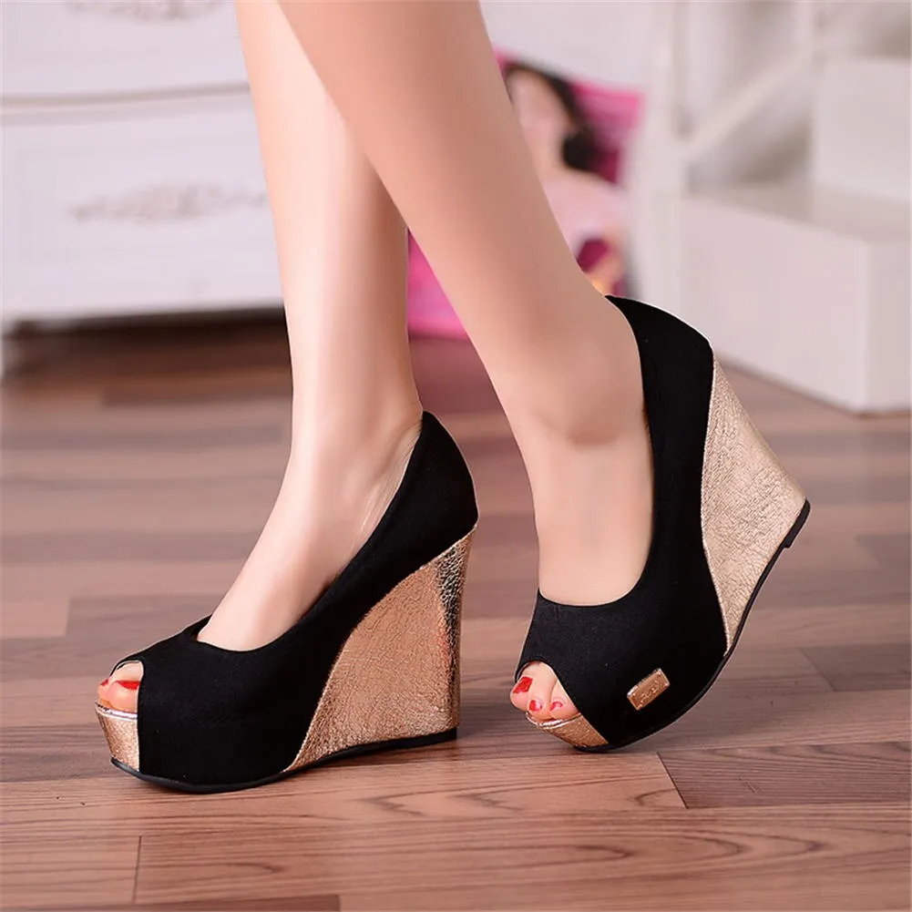 Dilalula 2021 Sexy Black Platform Party Wedding Pumps Women 11.5 Cm Spring Elegant Shallow Super High Heel Wedges Shoes Woman