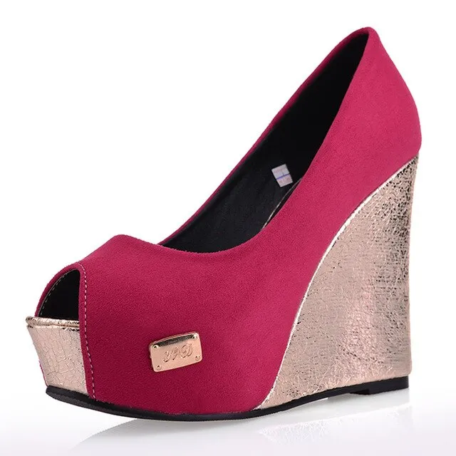 Dilalula 2021 Sexy Black Platform Party Wedding Pumps Women 11.5 Cm Spring Elegant Shallow Super High Heel Wedges Shoes Woman