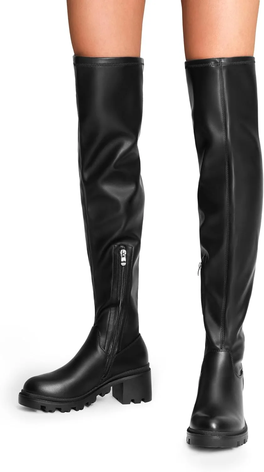 DREAM PAIRS Women's Knee High Boots, Platform Over The Knee High Chunky Heel Fashion Boots for Women