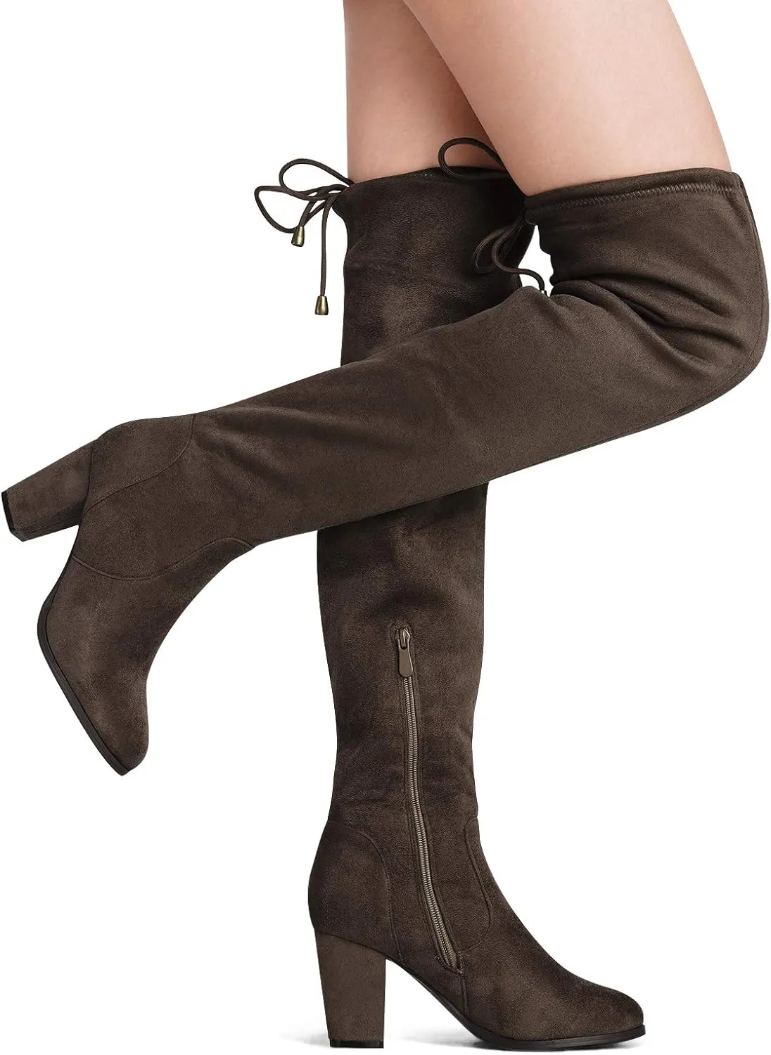 DREAM PAIRS Women's Thigh High Fashion Boots Over The Knee Block Heel Boots