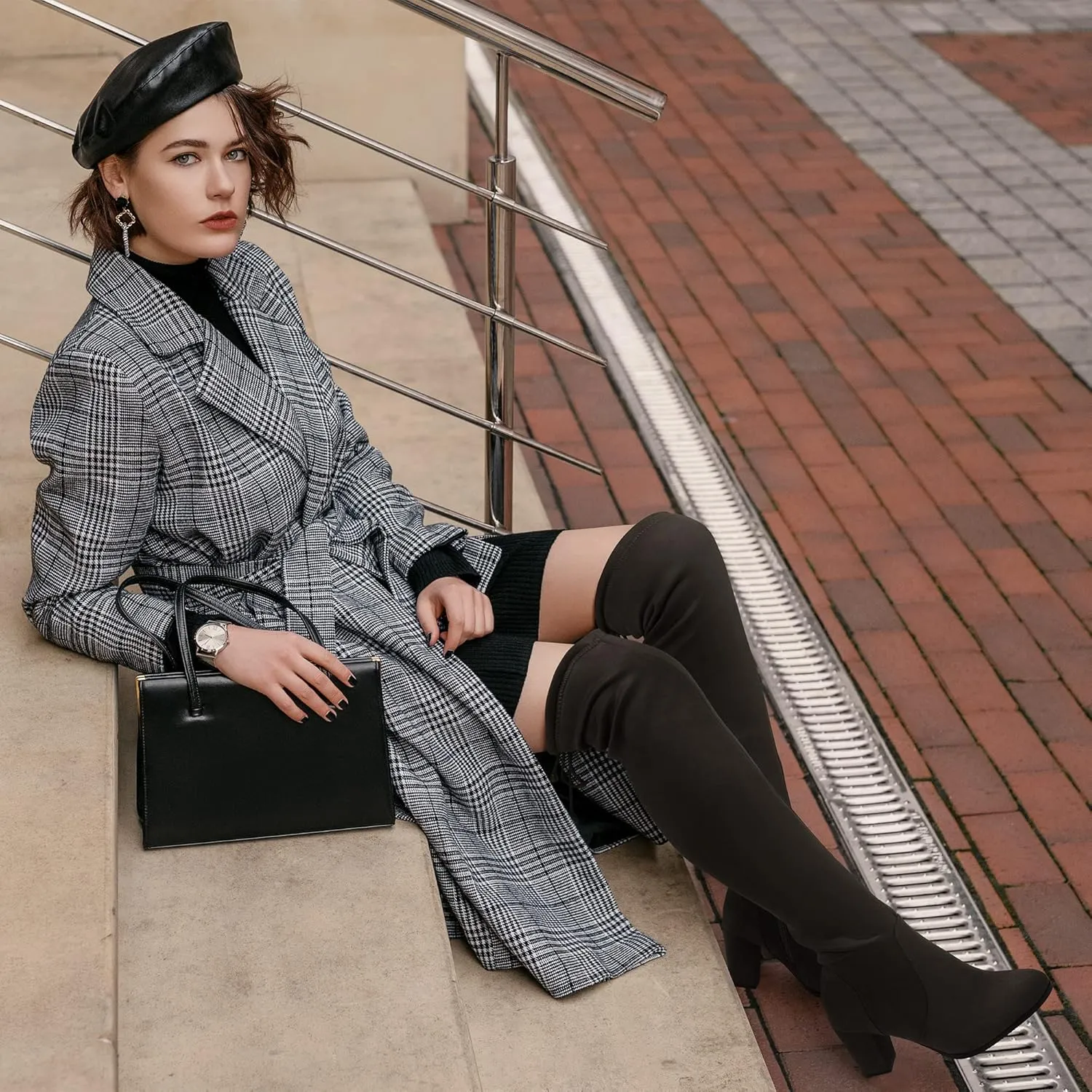 DREAM PAIRS Women's Thigh High Fashion Boots Over The Knee Block Heel Boots