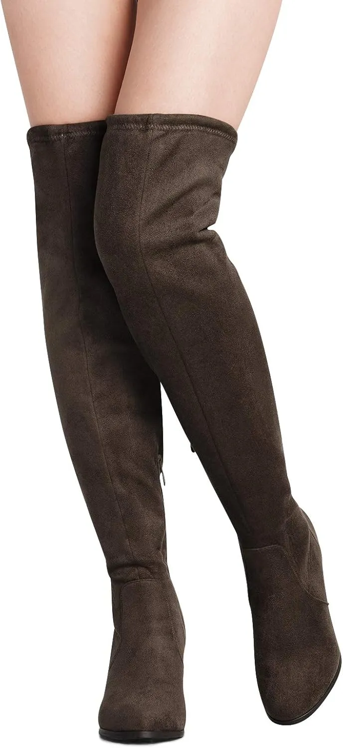 DREAM PAIRS Women's Thigh High Fashion Boots Over The Knee Block Heel Boots