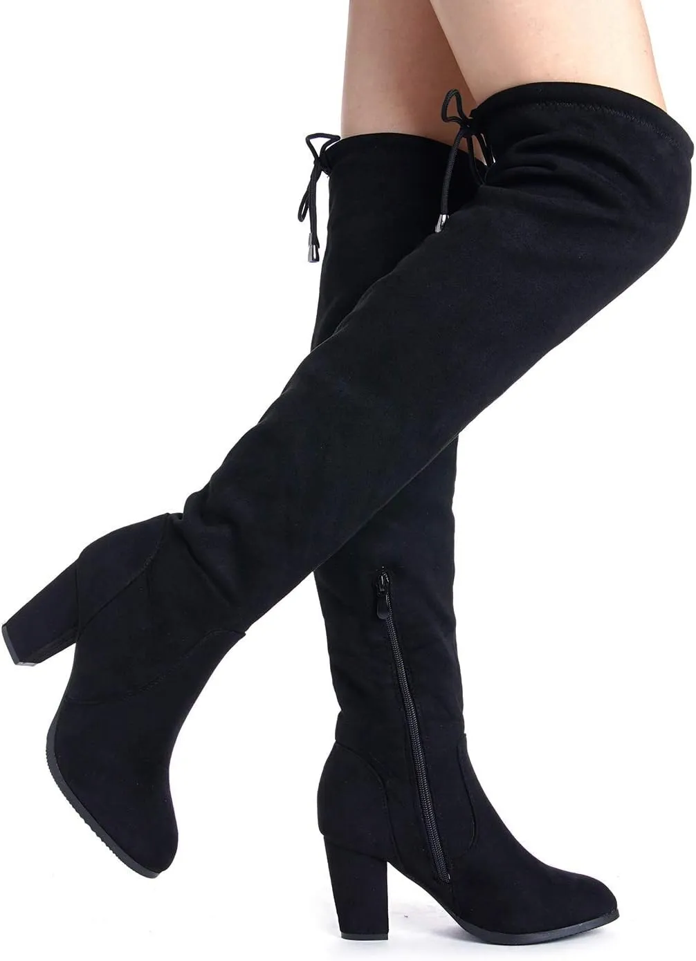 DREAM PAIRS Women's Thigh High Fashion Boots Over The Knee Block Heel Boots