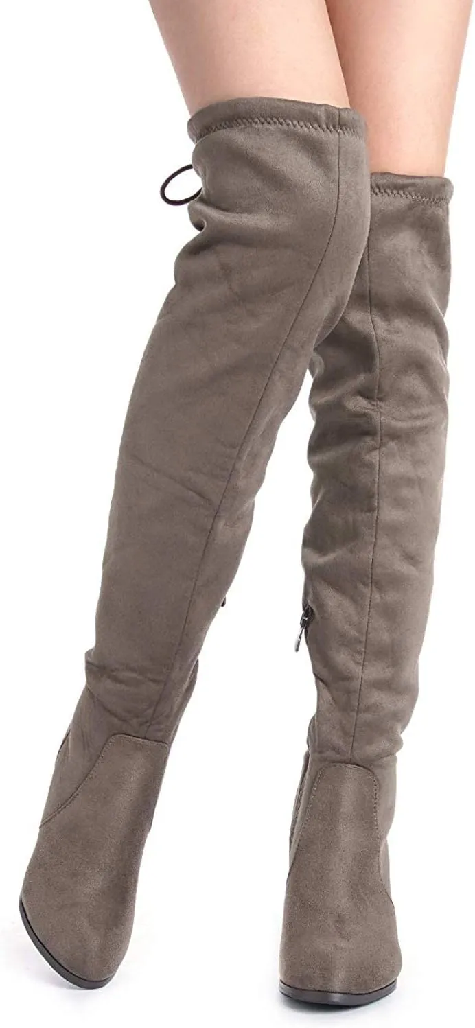 DREAM PAIRS Women's Thigh High Fashion Boots Over The Knee Block Heel Boots