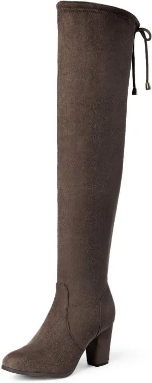 DREAM PAIRS Women's Thigh High Fashion Boots Over The Knee Block Heel Boots