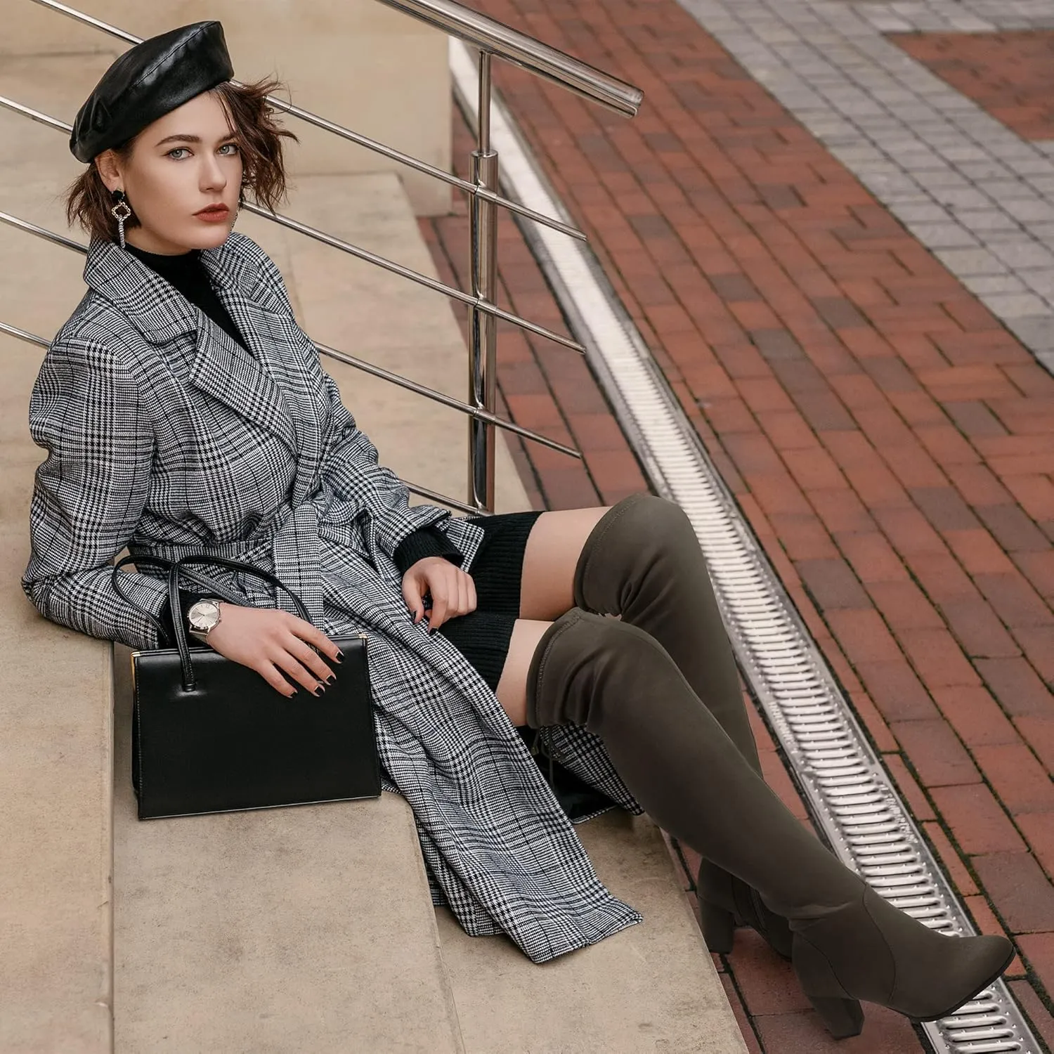 DREAM PAIRS Women's Thigh High Fashion Boots Over The Knee Block Heel Boots