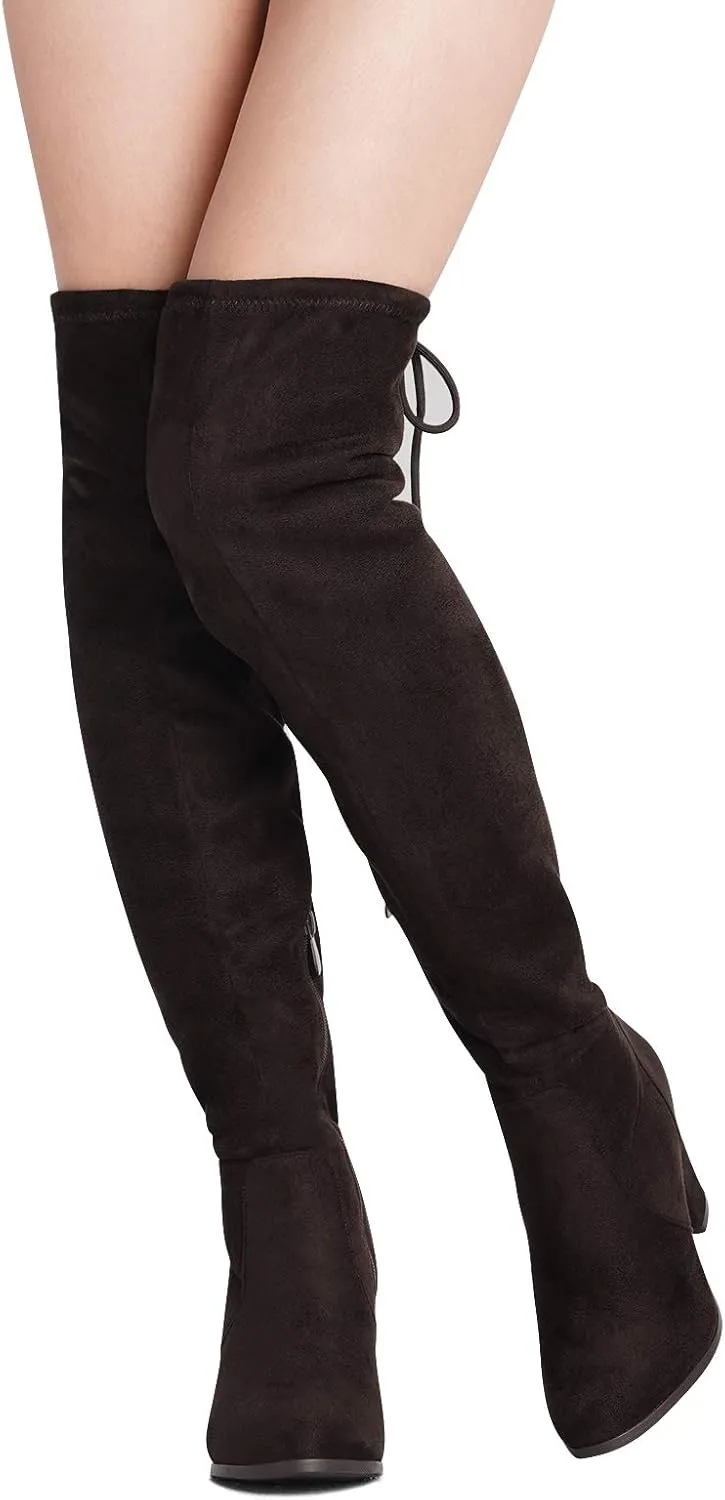 DREAM PAIRS Women's Thigh High Fashion Boots Over The Knee Block Heel Boots
