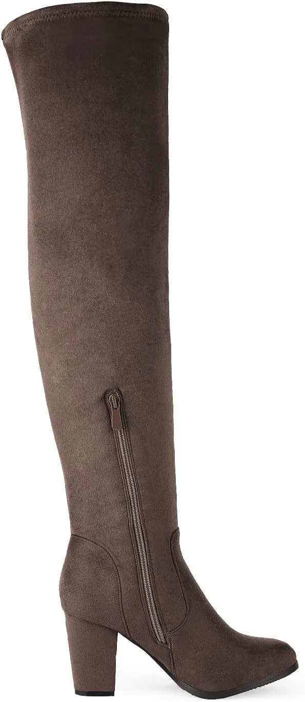 DREAM PAIRS Women's Thigh High Fashion Boots Over The Knee Block Heel Boots