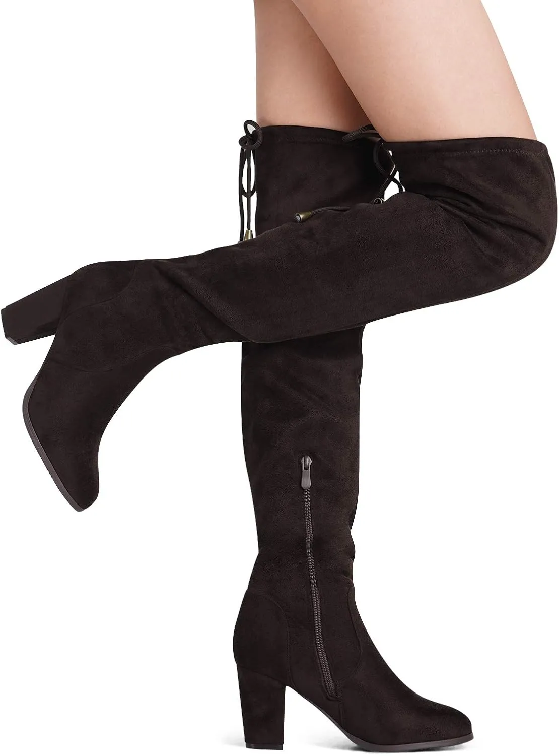 DREAM PAIRS Women's Thigh High Fashion Boots Over The Knee Block Heel Boots