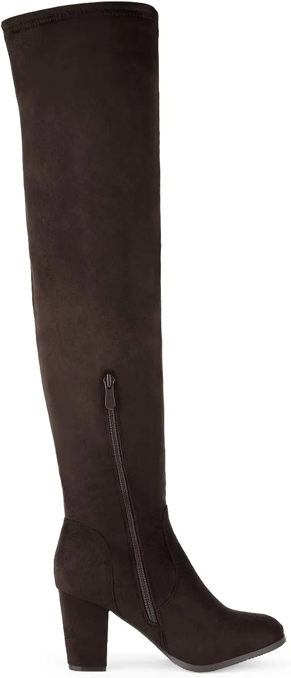 DREAM PAIRS Women's Thigh High Fashion Boots Over The Knee Block Heel Boots