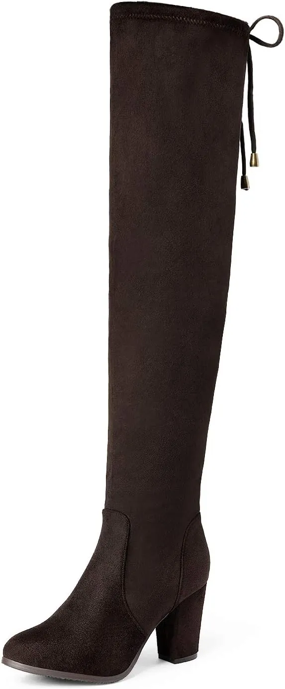 DREAM PAIRS Women's Thigh High Fashion Boots Over The Knee Block Heel Boots