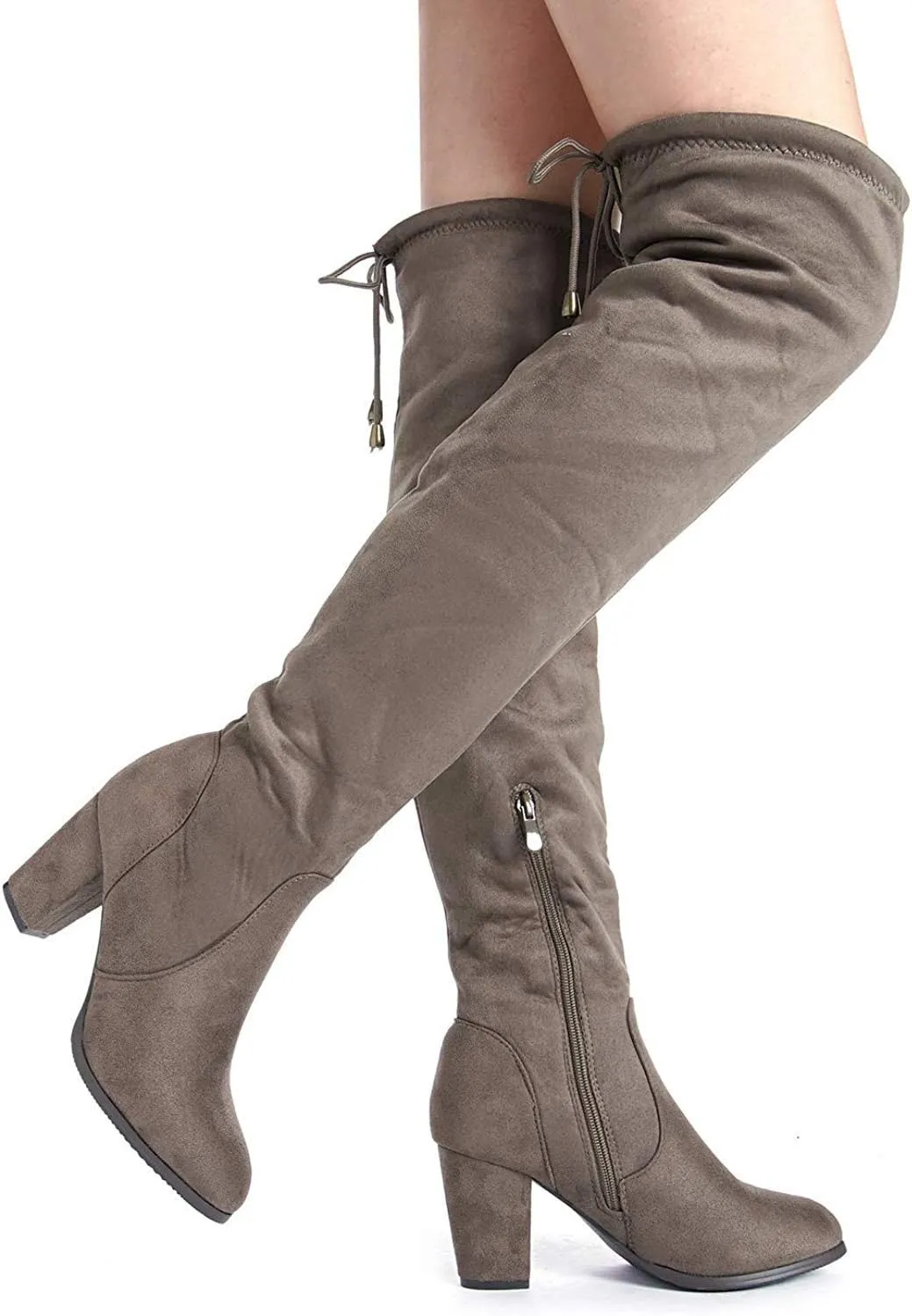 DREAM PAIRS Women's Thigh High Fashion Boots Over The Knee Block Heel Boots