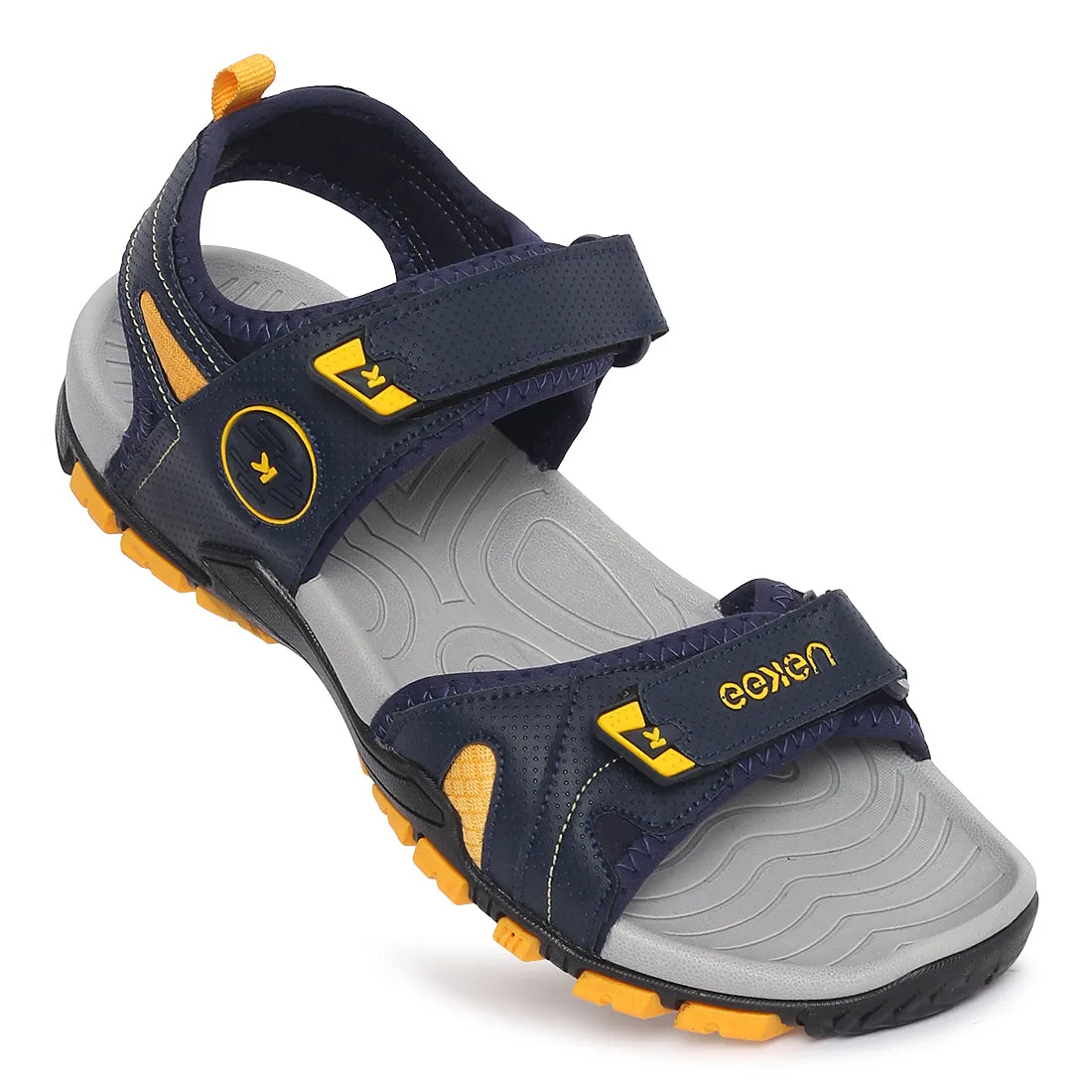 Eeken ESDGO4503 Navy Blue And Yellow Stylish Lightweight Dailywear Sports Sandals For Men