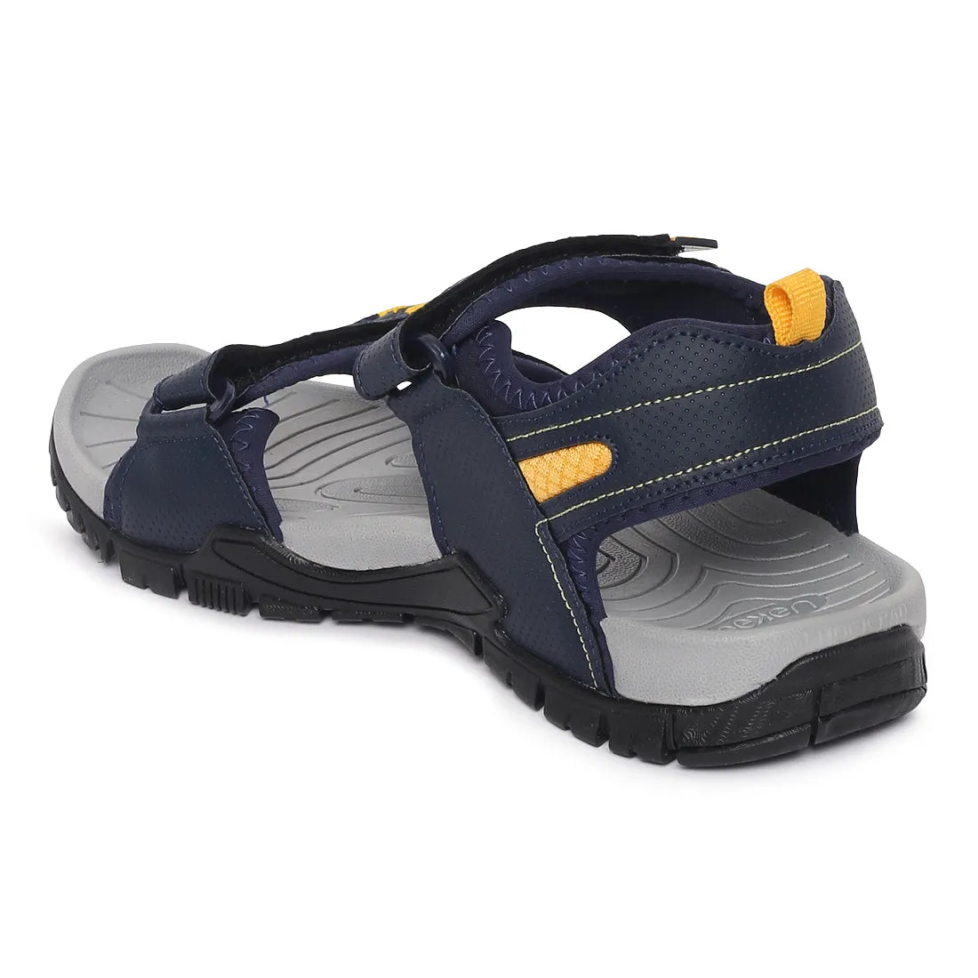 Eeken ESDGO4503 Navy Blue And Yellow Stylish Lightweight Dailywear Sports Sandals For Men
