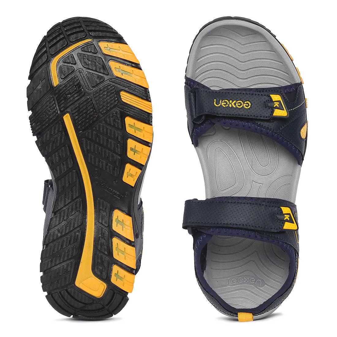 Eeken ESDGO4503 Navy Blue And Yellow Stylish Lightweight Dailywear Sports Sandals For Men