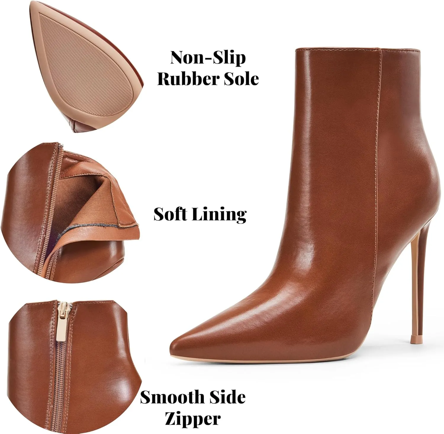 Elisabet Tang Women Heeled Ankle Booties,Sexy Pointed Toe 4 inch Stiletto High Heel Fashion Ankle & Booties with Side Zipper High Heel Boots Dress Evening Party Boots Shoes