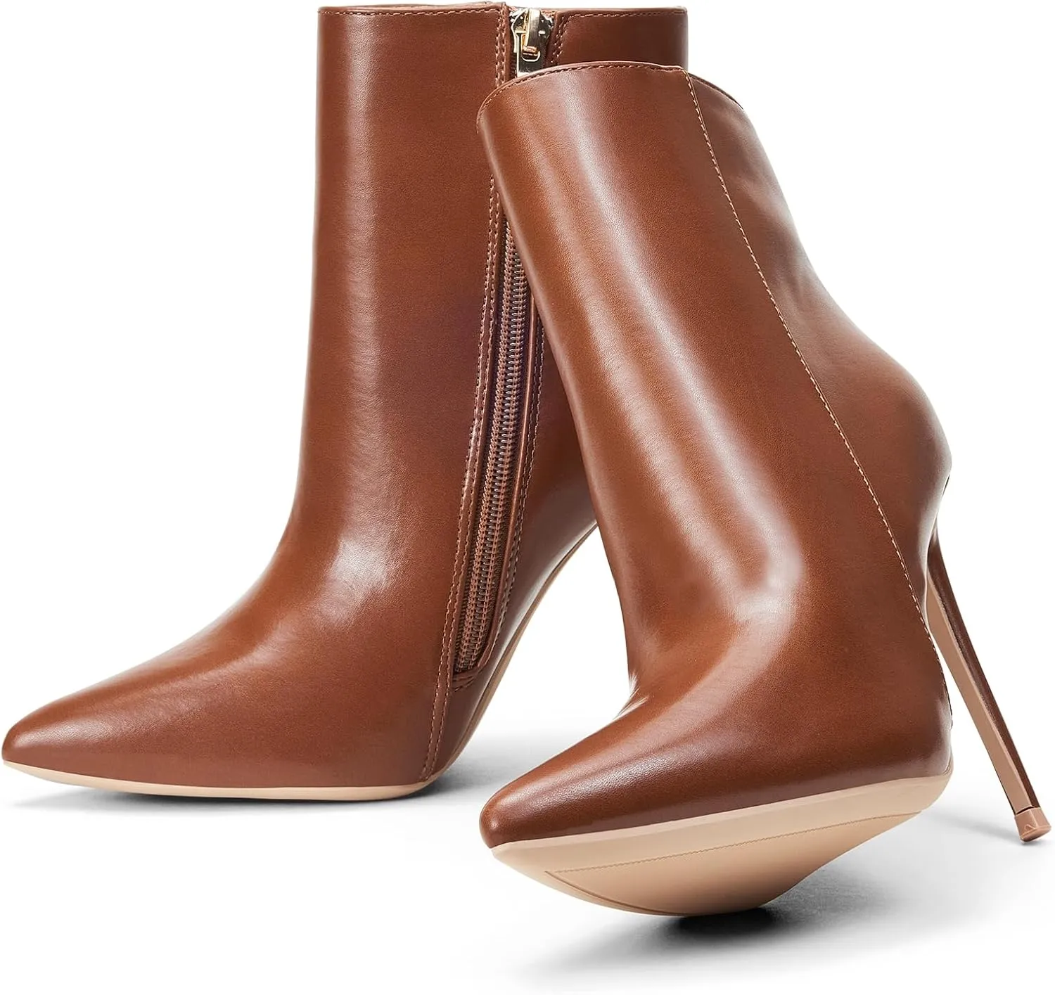 Elisabet Tang Women Heeled Ankle Booties,Sexy Pointed Toe 4 inch Stiletto High Heel Fashion Ankle & Booties with Side Zipper High Heel Boots Dress Evening Party Boots Shoes