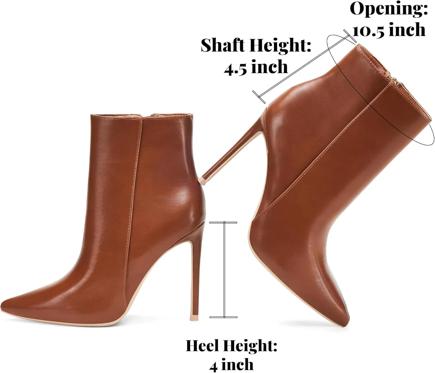 Elisabet Tang Women Heeled Ankle Booties,Sexy Pointed Toe 4 inch Stiletto High Heel Fashion Ankle & Booties with Side Zipper High Heel Boots Dress Evening Party Boots Shoes