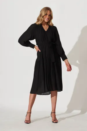 Ellora Midi Dress In Black