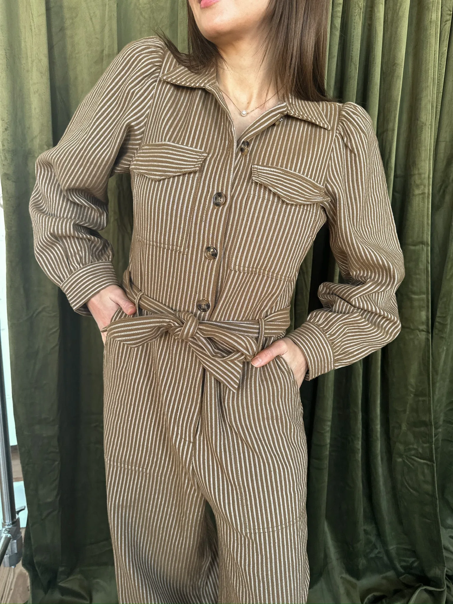 Frnch Dominique Khaki Jumpsuit