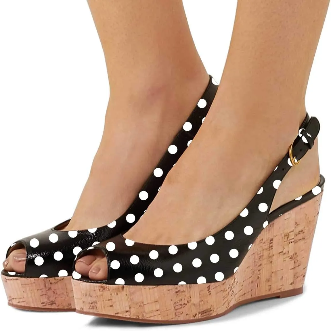 FSJ Women Peep Toe High Heel Wedge Sandals Slip on Cork Pumps Slingback Platform Slide Casual Party Dress Shoes Size 4-15 US