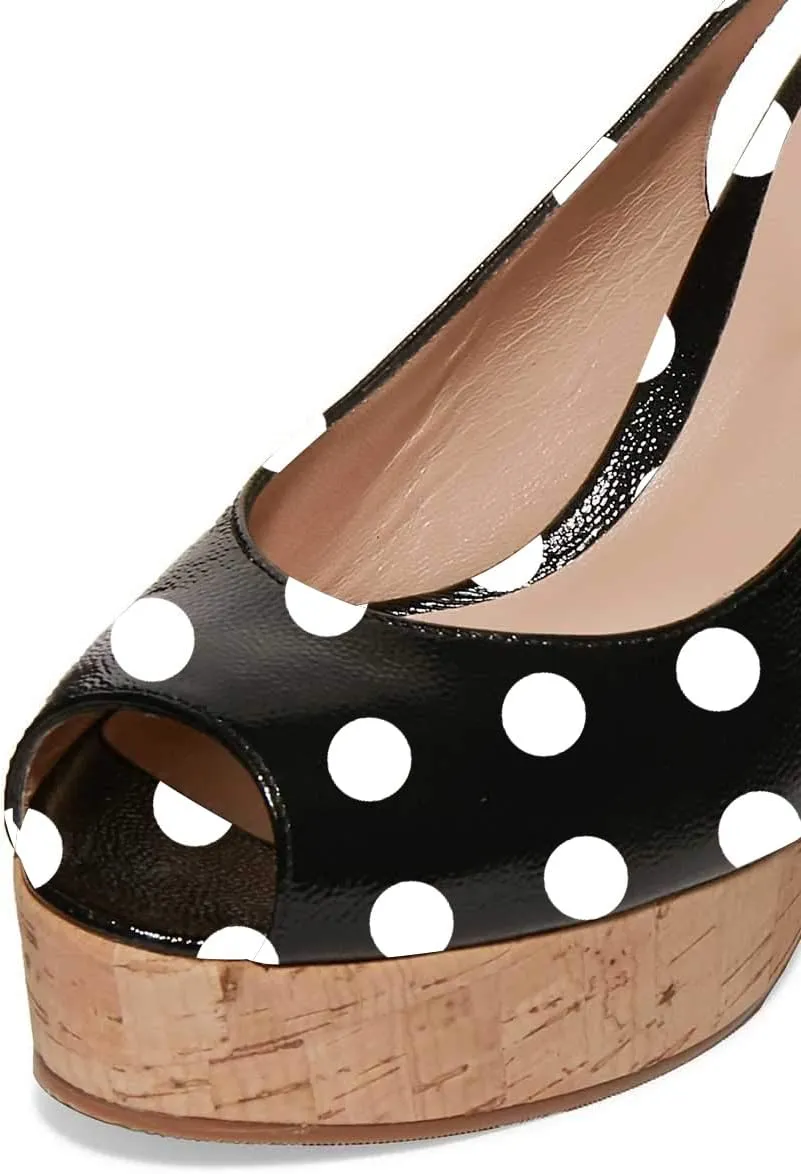FSJ Women Peep Toe High Heel Wedge Sandals Slip on Cork Pumps Slingback Platform Slide Casual Party Dress Shoes Size 4-15 US