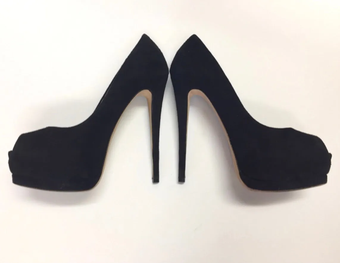 GIUSEPPE ZANOTTI SUEDE PEEP-TOE PUMPS PLATFORMS