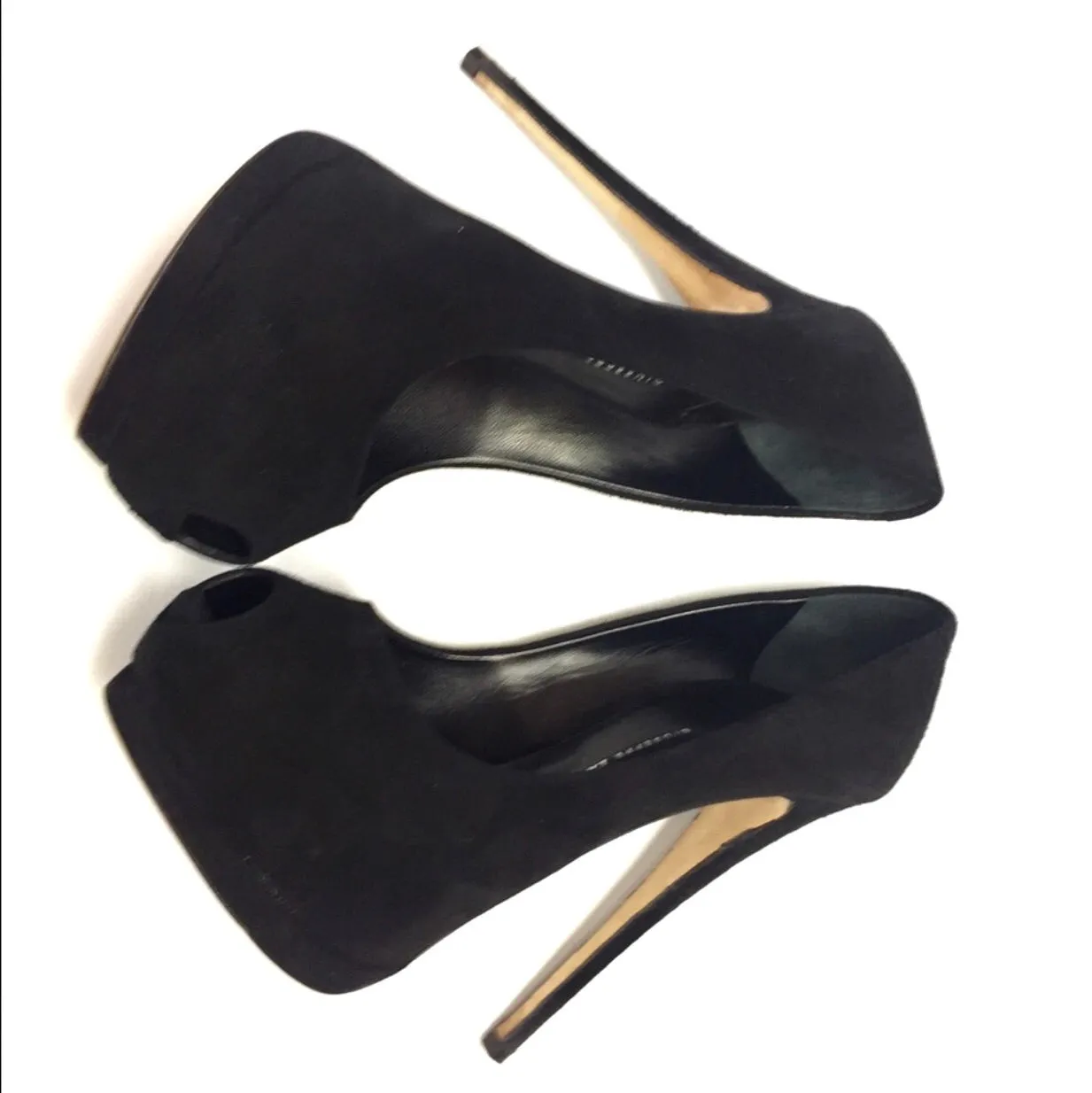 GIUSEPPE ZANOTTI SUEDE PEEP-TOE PUMPS PLATFORMS