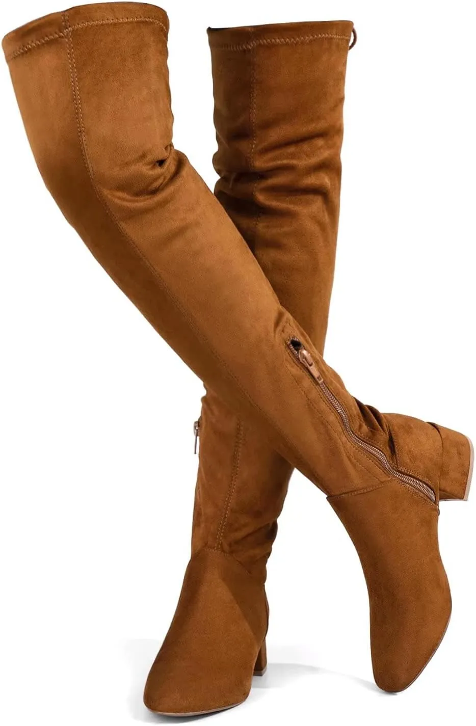 Greatonu Women's Over Knee High Boots Warm Winter Long Boot with Side Zipper Back Lace Fashion Thigh High Boots