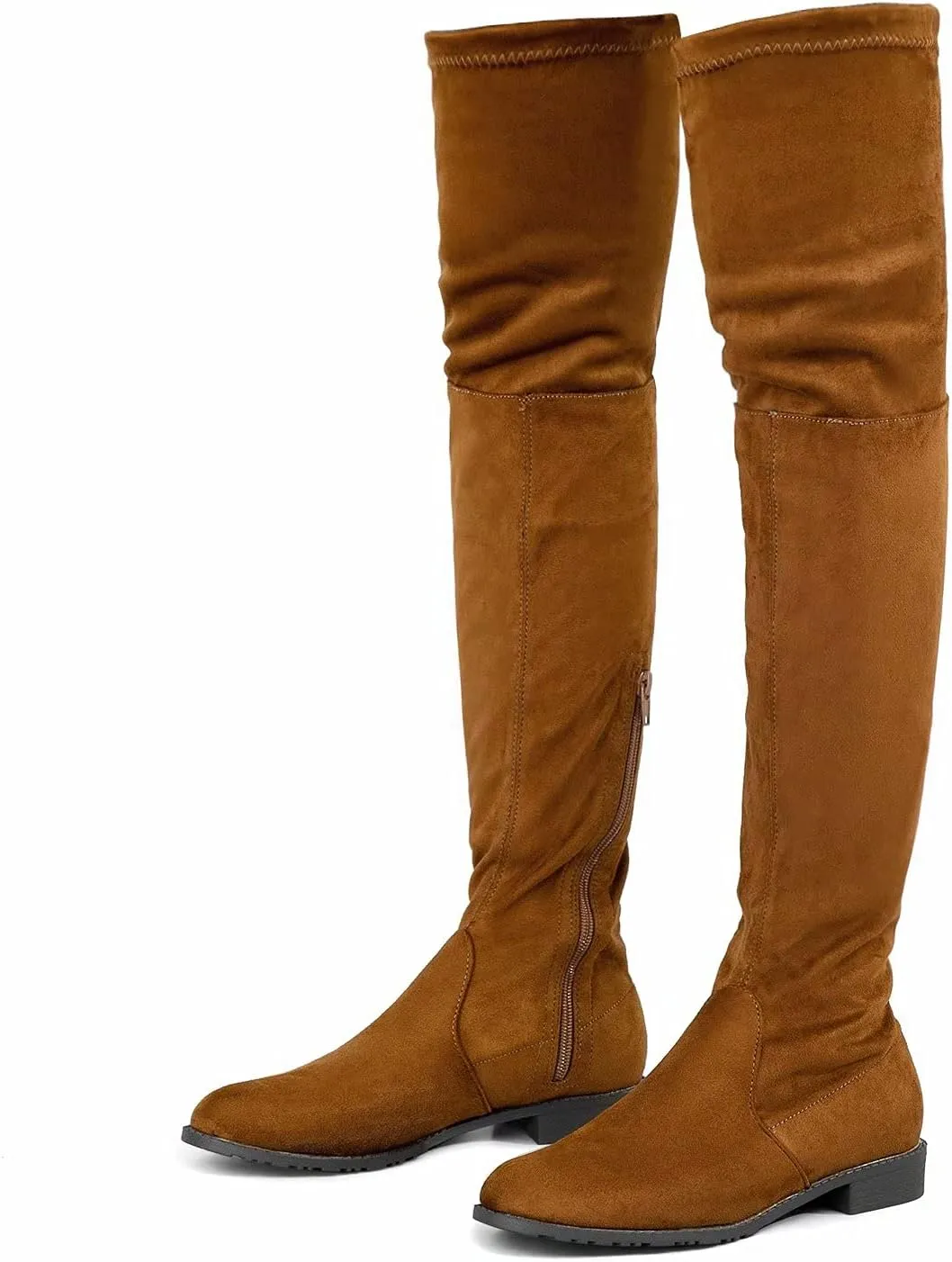 Greatonu Women's Over Knee High Boots Warm Winter Long Boot with Side Zipper Back Lace Fashion Thigh High Boots