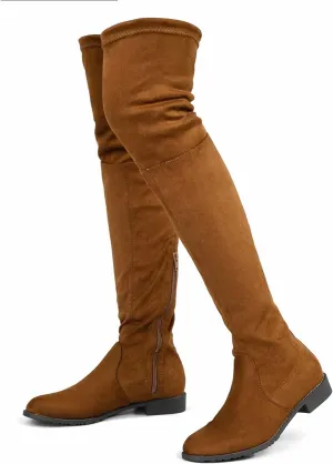 Greatonu Women's Over Knee High Boots Warm Winter Long Boot with Side Zipper Back Lace Fashion Thigh High Boots