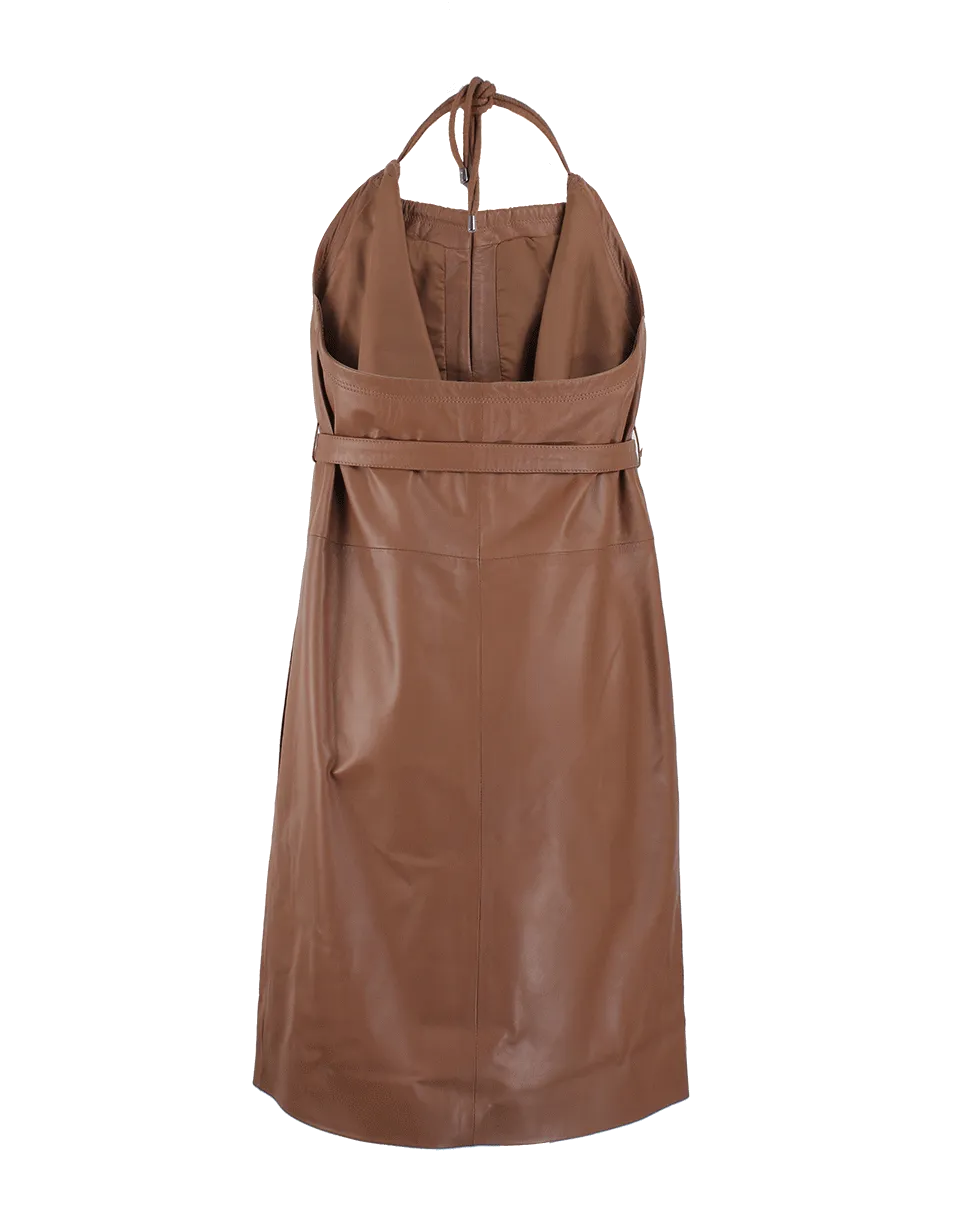 Halter Leather Dress with Belt
