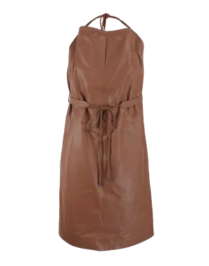 Halter Leather Dress with Belt